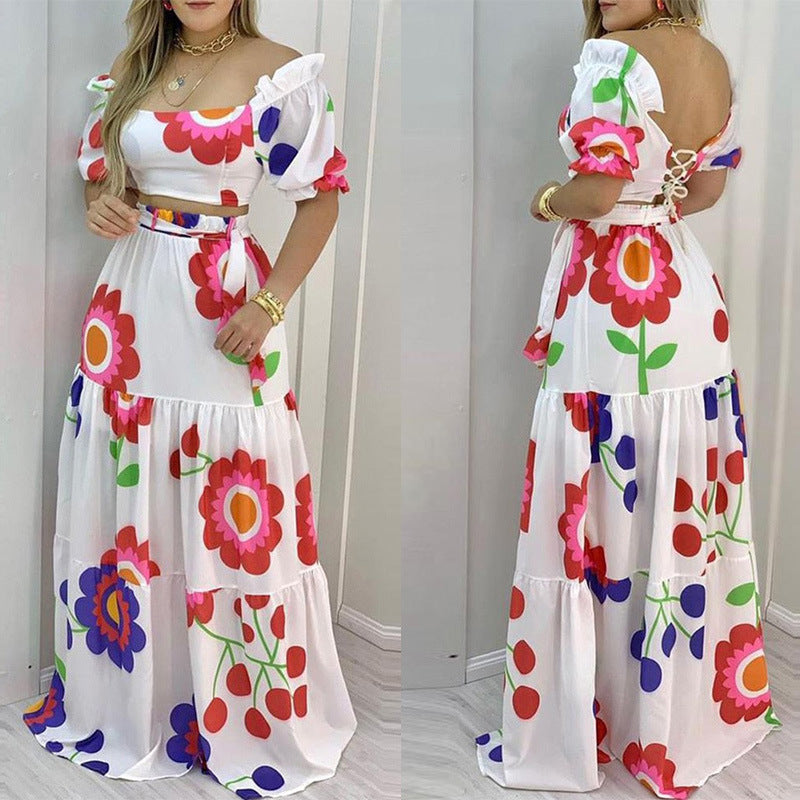 Women's Summer Crop Top and High-waisted Skirt Fashion Casual Set