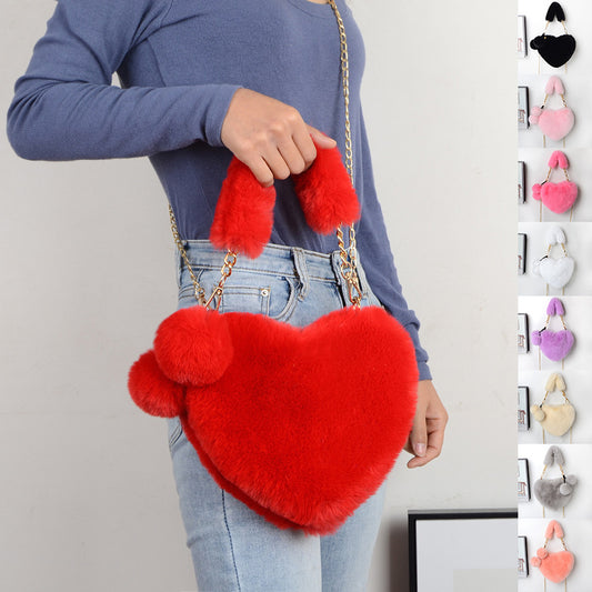 Heart-Shaped  Soft Plush Handbag