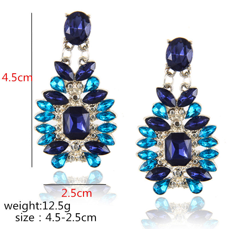 Blue teardrop Alloy diamond earrings for women