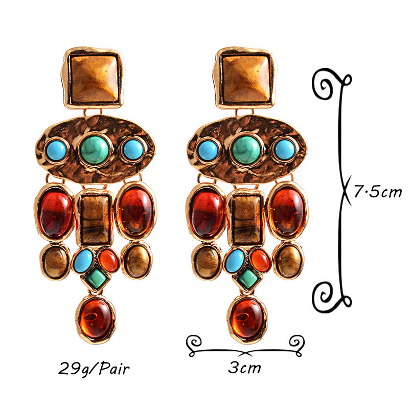 Fashion Resin Round Pendant Color Earrings