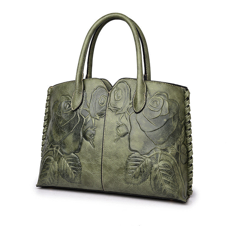 Peony Flower  Embossed  Handbag