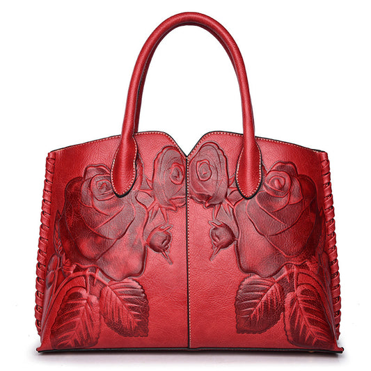 Peony Flower  Embossed  Handbag