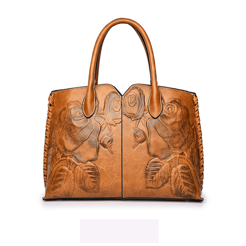 Peony Flower  Embossed  Handbag