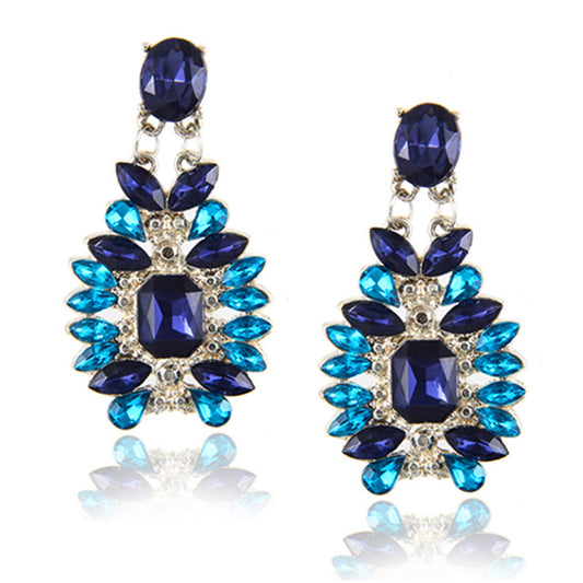 Blue teardrop Alloy diamond earrings for women