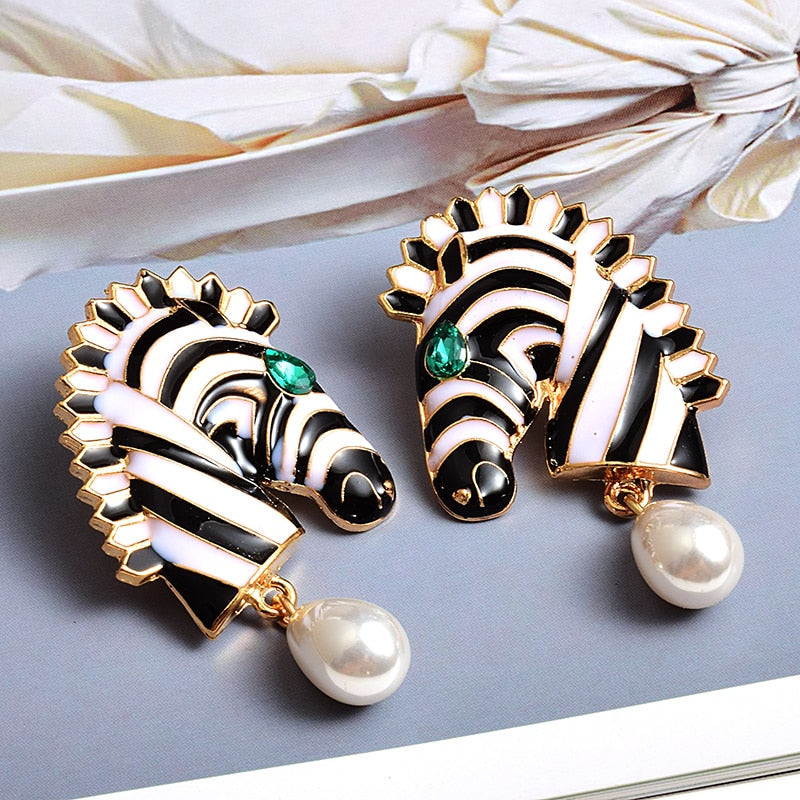 Zebra Statement Earrings