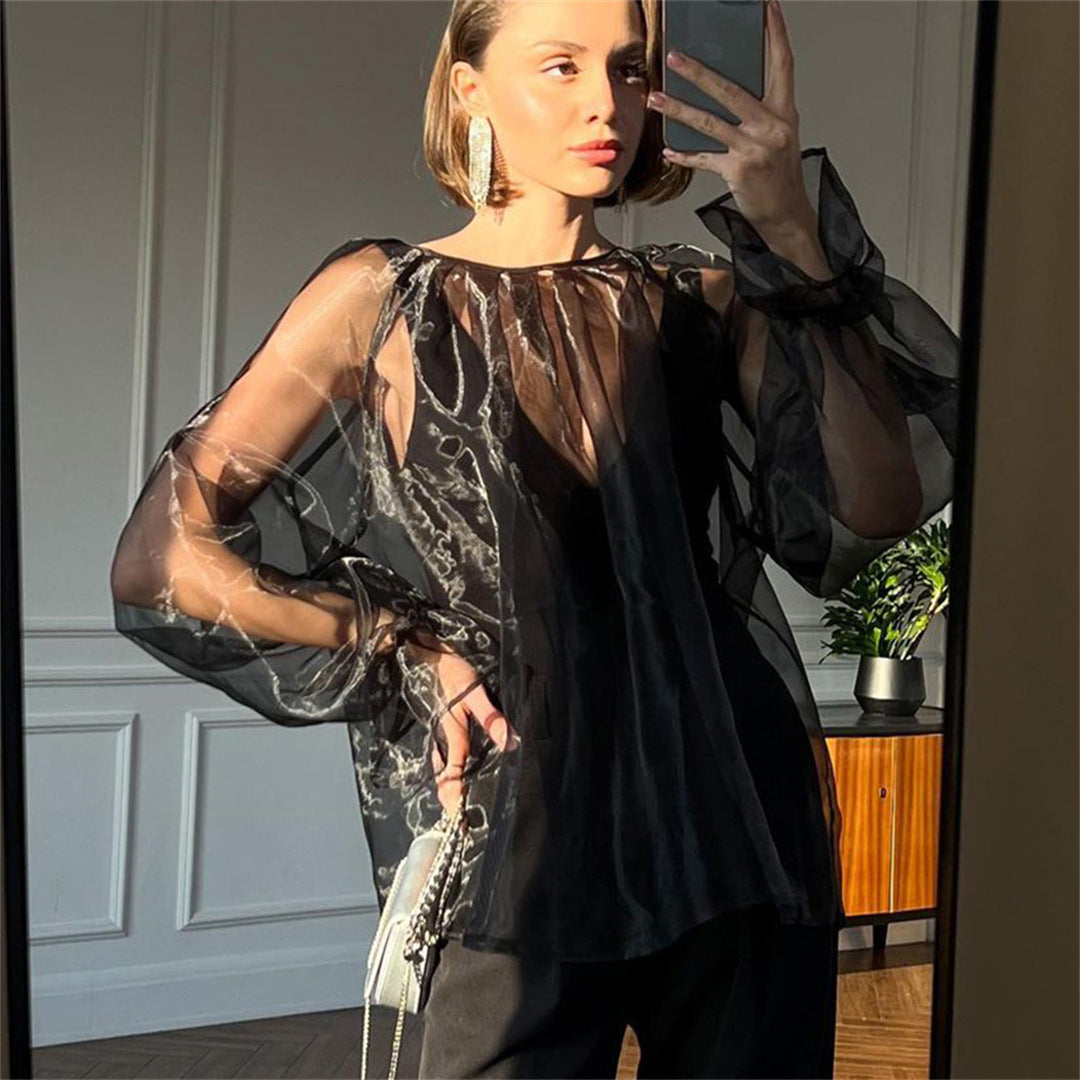 Fashion Loose Smock Top Transparent Women