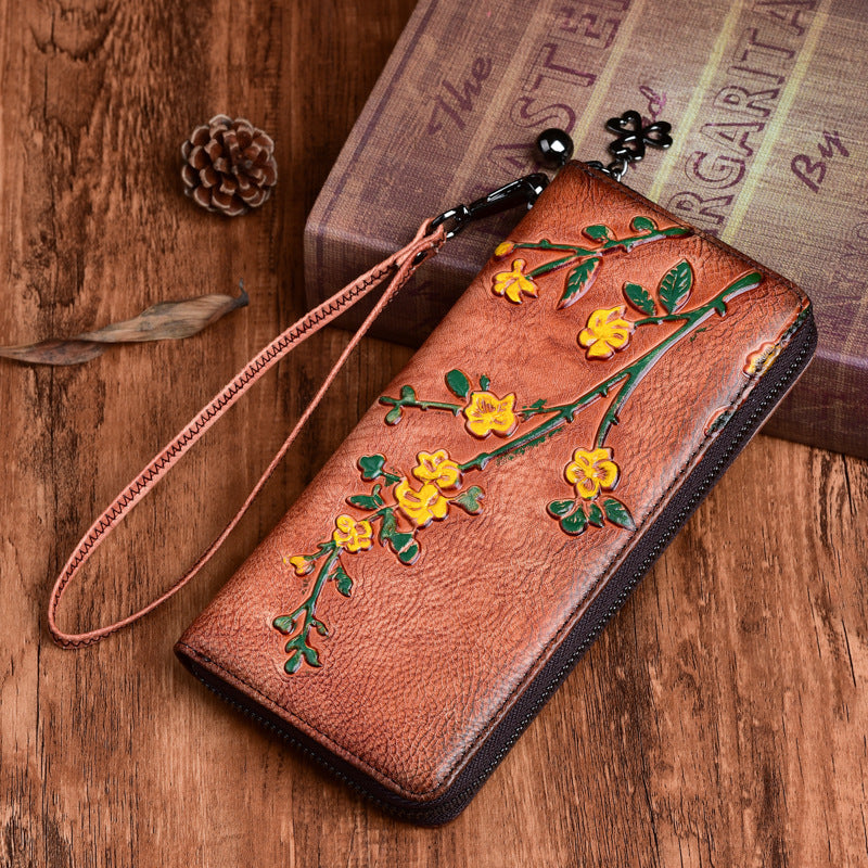 Long Cowhide Tanned Purse