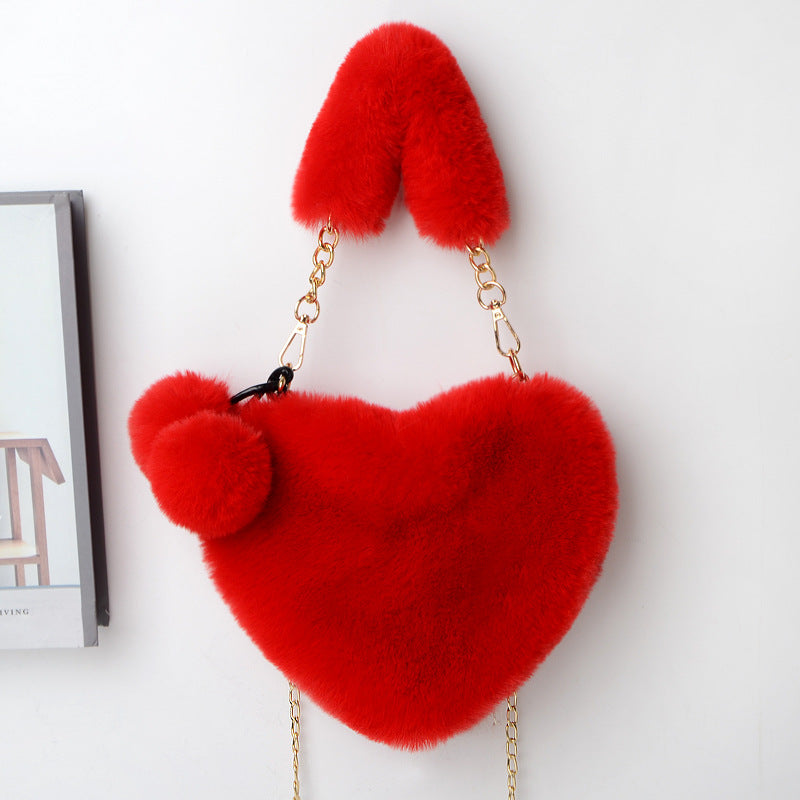 Heart-Shaped  Soft Plush Handbag