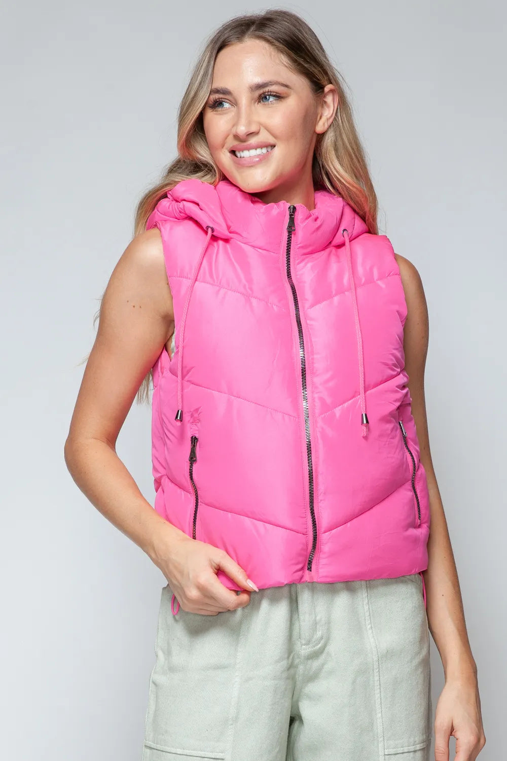 A Snobbish Zip Up Quilted Hooded Vest