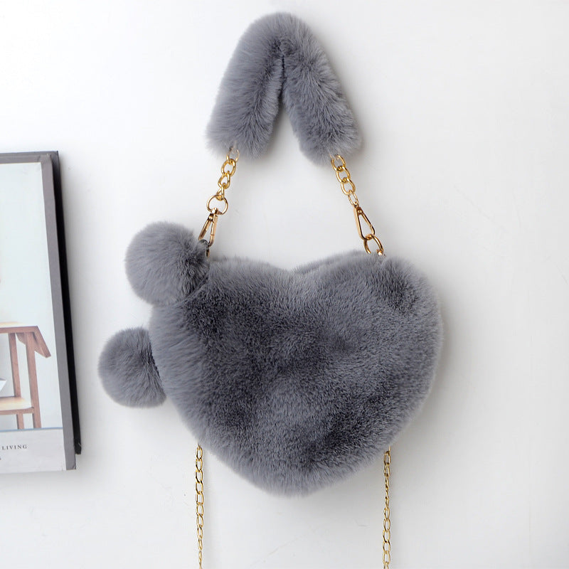 Heart-Shaped  Soft Plush Handbag