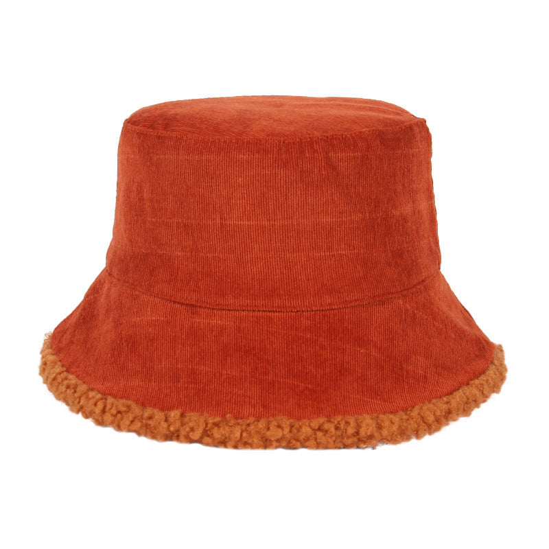 Warm Thickened Bucket Hat Double-sided Lamb Velvet Pot Hat