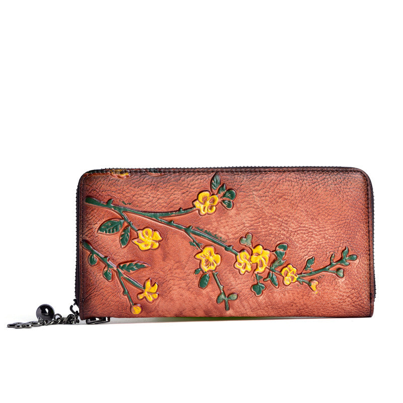 Long Cowhide Tanned Purse