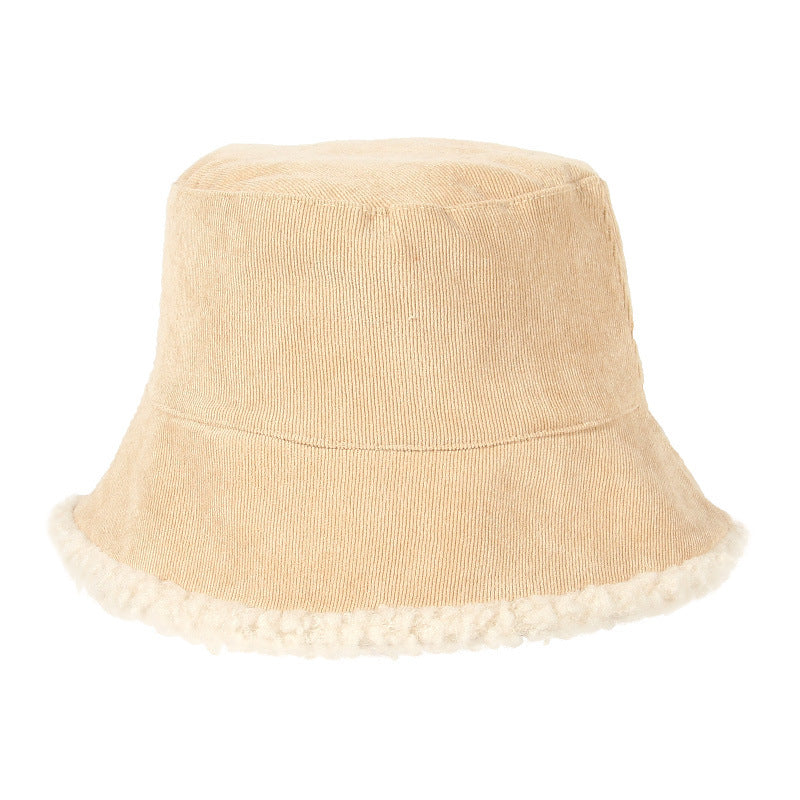 Warm Thickened Bucket Hat Double-sided Lamb Velvet Pot Hat