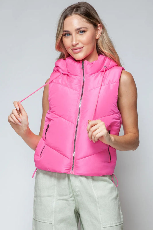 A Snobbish Zip Up Quilted Hooded Vest