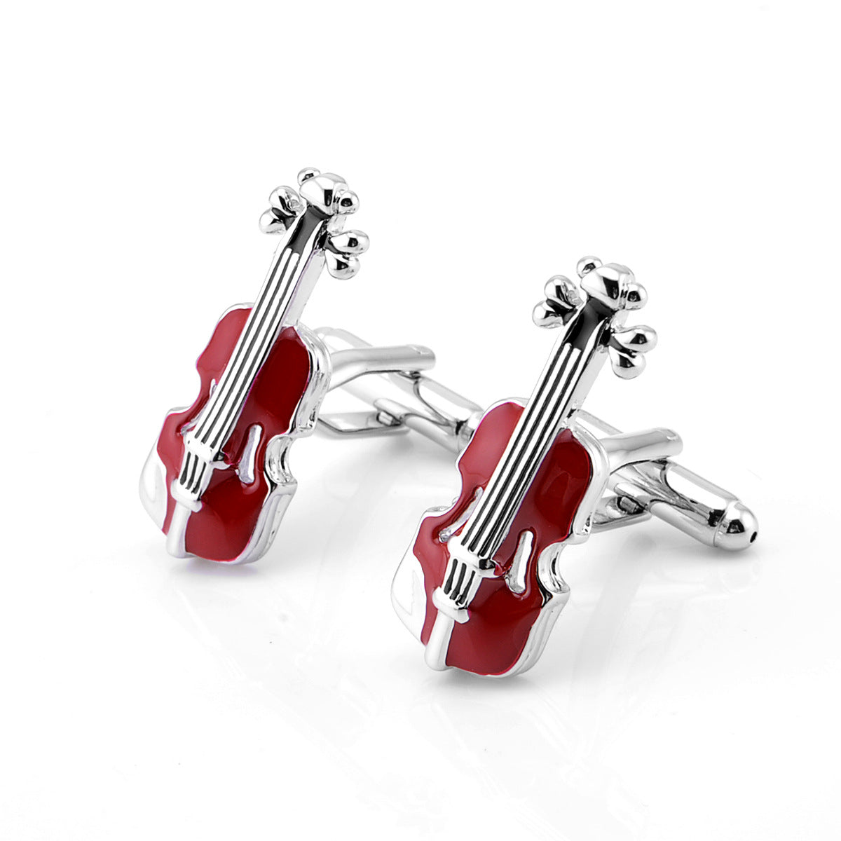 French  Red Violin Cuff Link