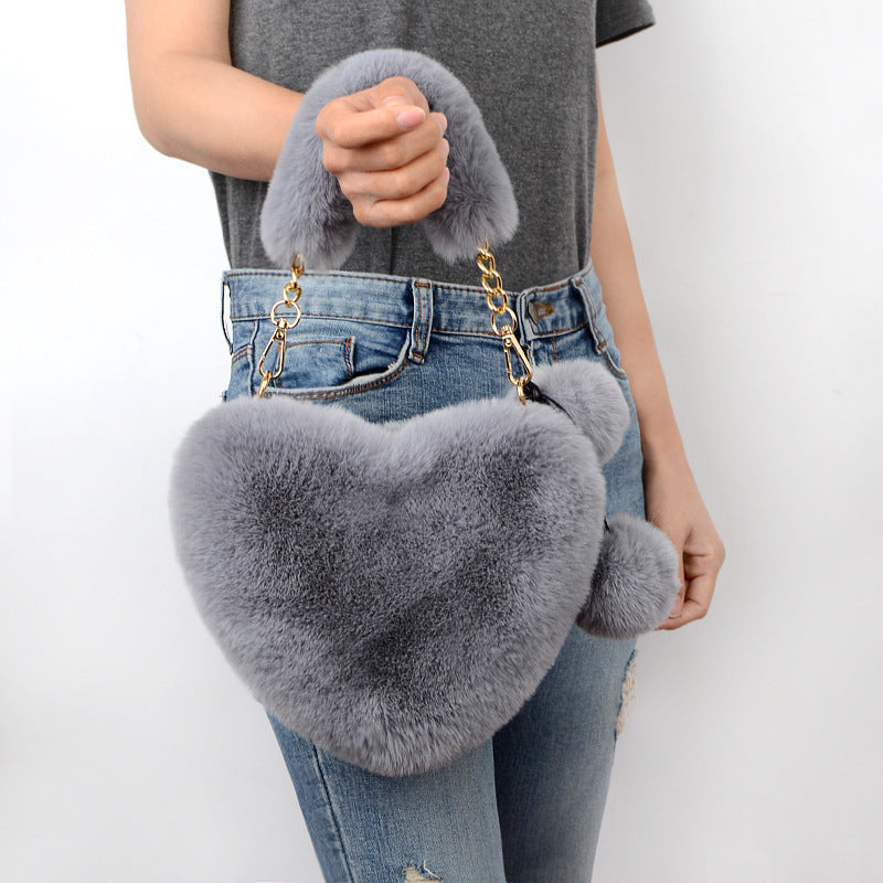 Heart-Shaped  Soft Plush Handbag