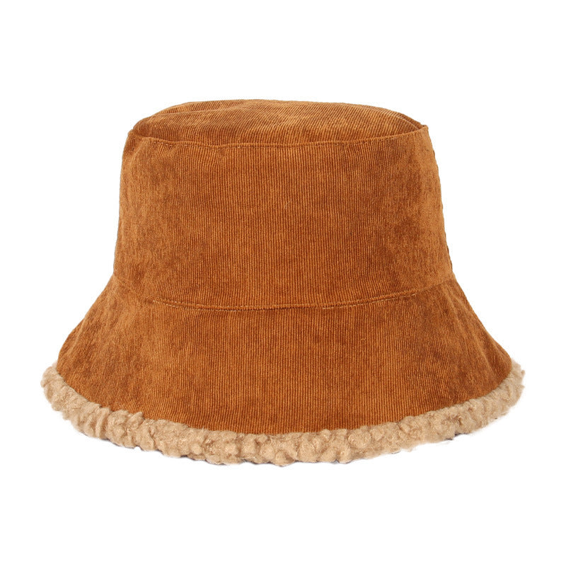 Warm Thickened Bucket Hat Double-sided Lamb Velvet Pot Hat