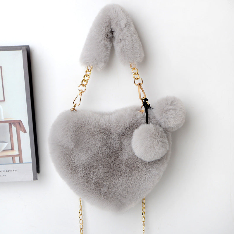 Heart-Shaped  Soft Plush Handbag