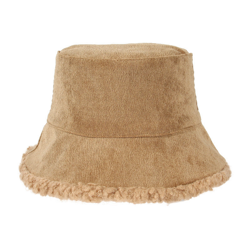 Warm Thickened Bucket Hat Double-sided Lamb Velvet Pot Hat