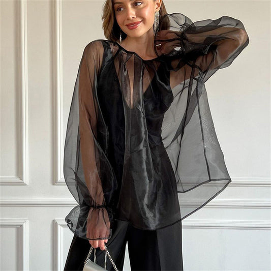 Fashion Loose Smock Top Transparent Women