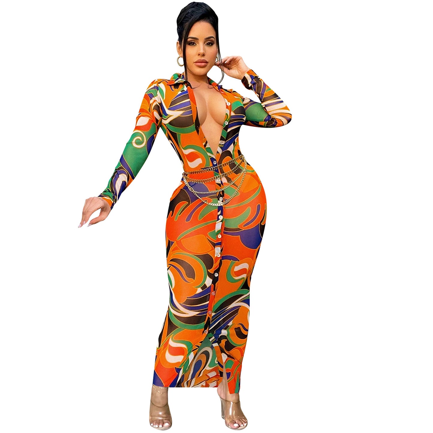 Women Multicolored Mesh Dress