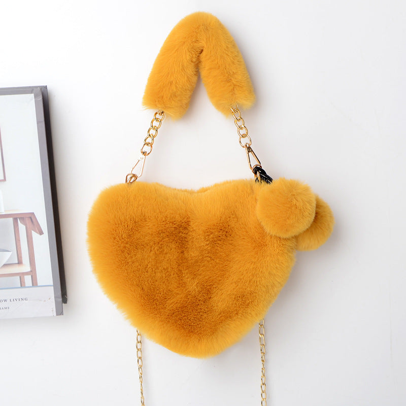 Heart-Shaped  Soft Plush Handbag