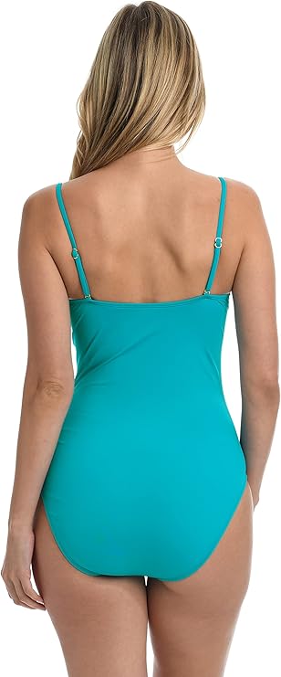 La Blanca Women's Island Goddess Bandeau Mio One Piece Swimsuit, Turquoise, 10