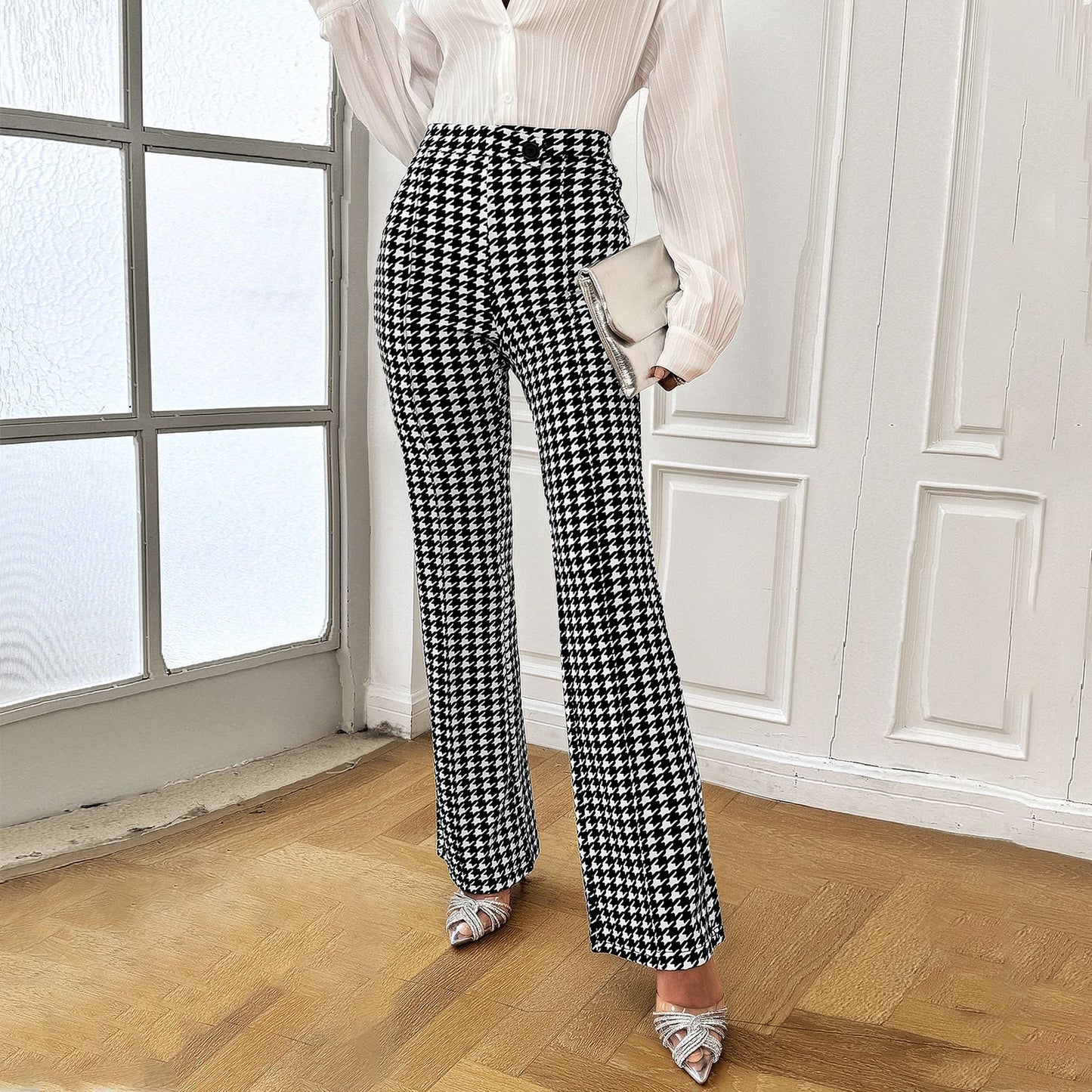 Women's Fashion Houndstooth Pants