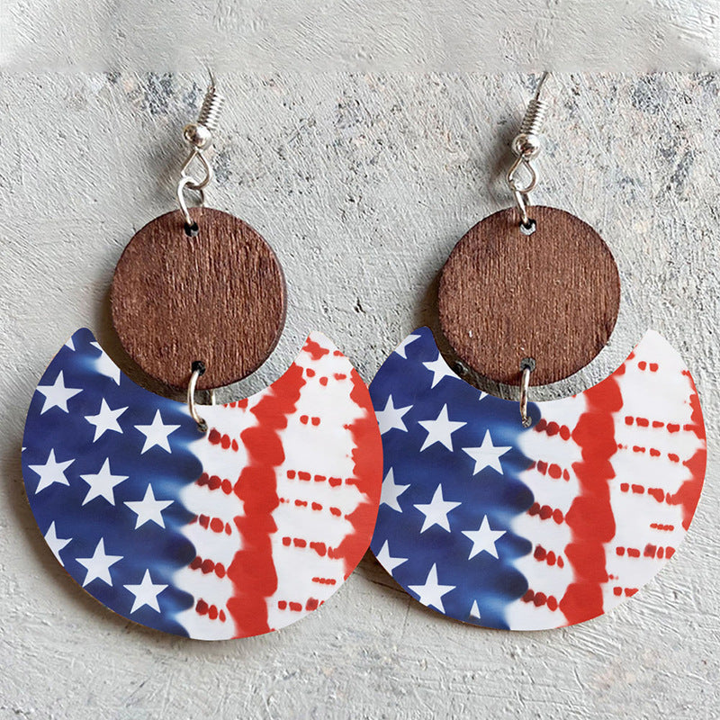 American Flag Wooden Earrings for Women