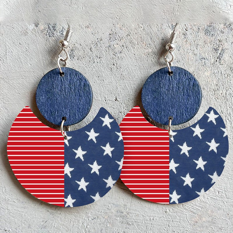 American Flag Wooden Earrings for Women