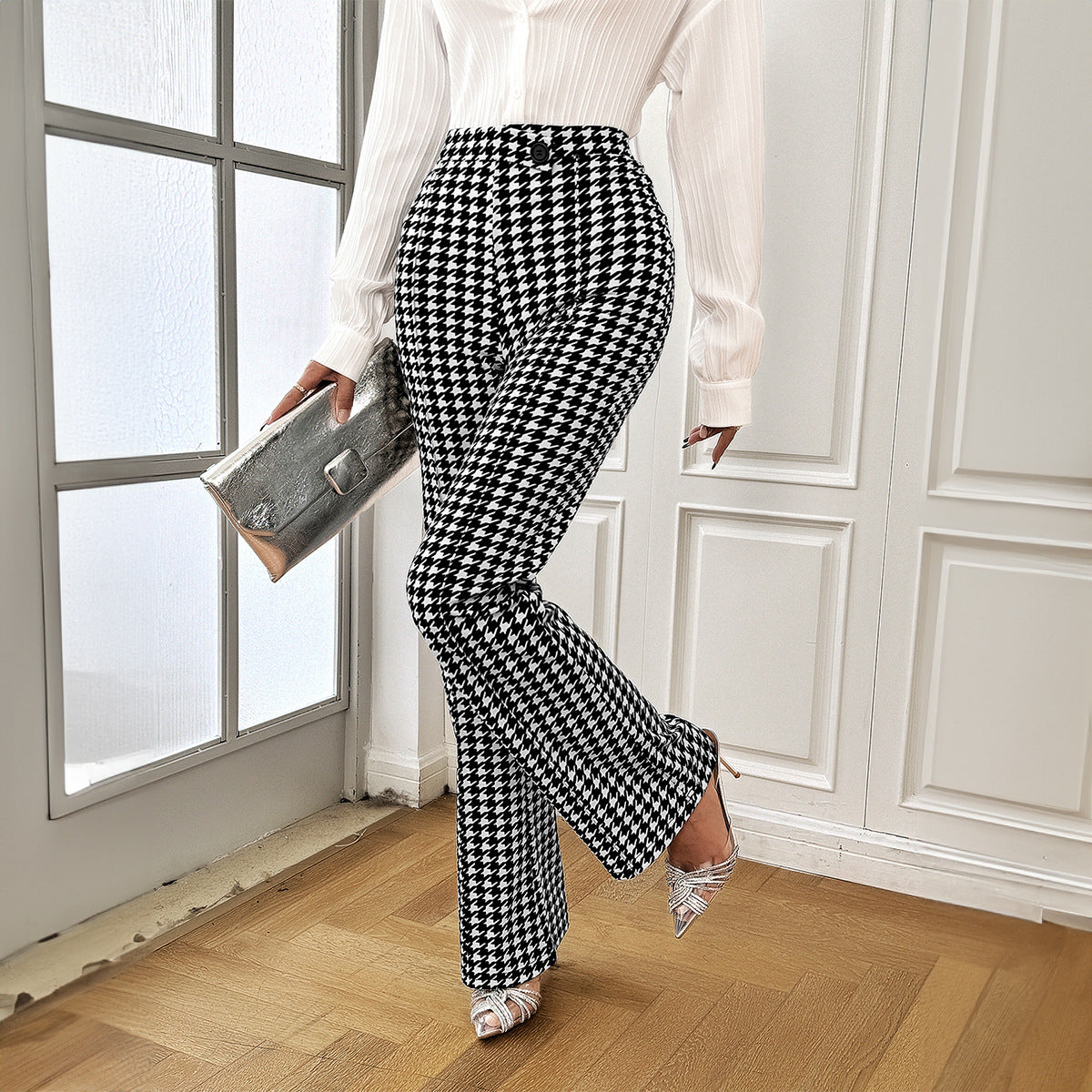 Women's Fashion Houndstooth Pants