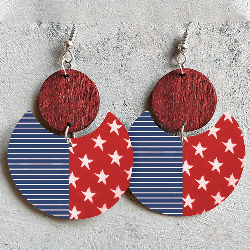 American Flag Wooden Earrings for Women