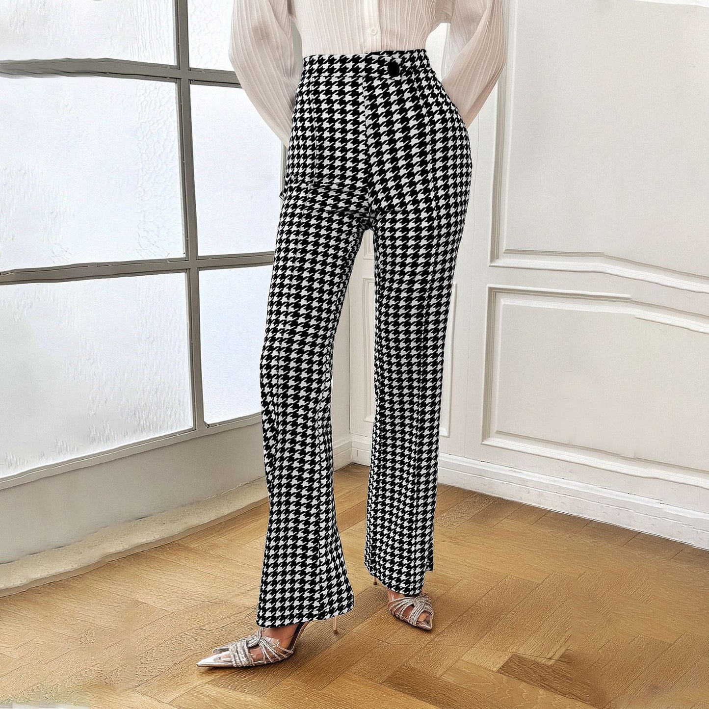 Women's Fashion Houndstooth Pants