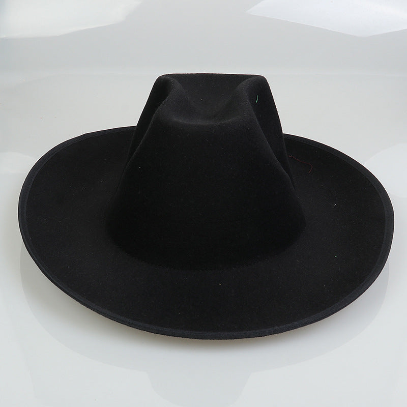 Western Cowboy Hat European And American Woolen Hat Big Brim