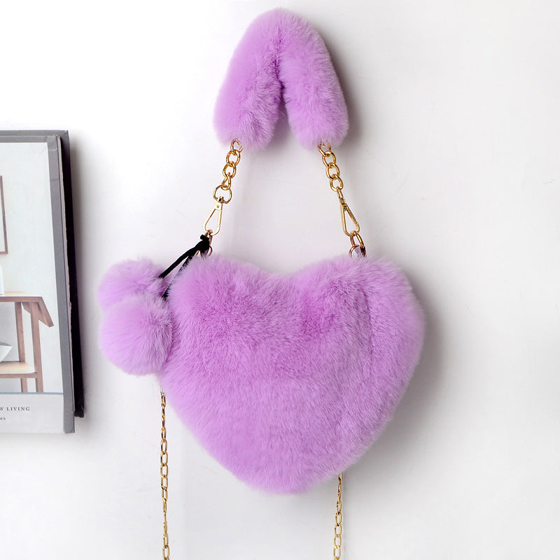 Heart-Shaped  Soft Plush Handbag