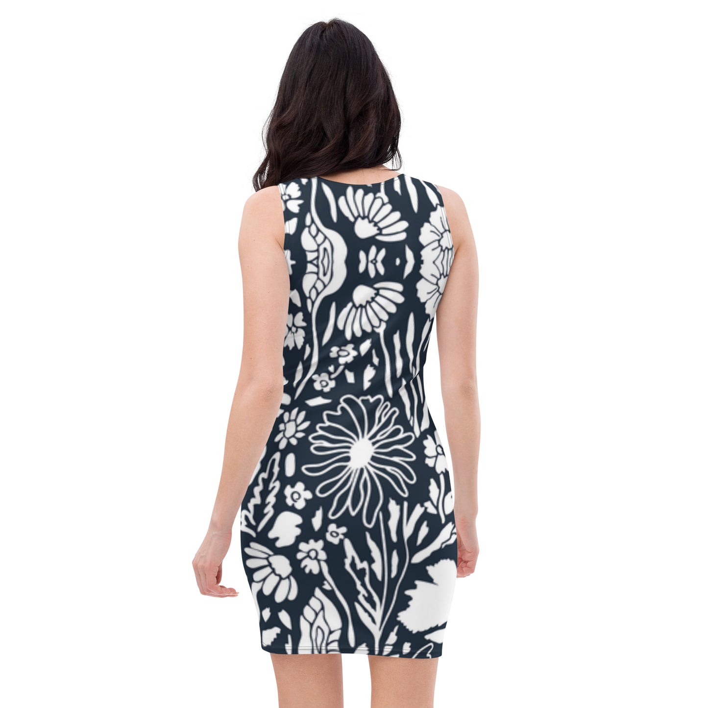 Black and White Garden Bodycon Dress