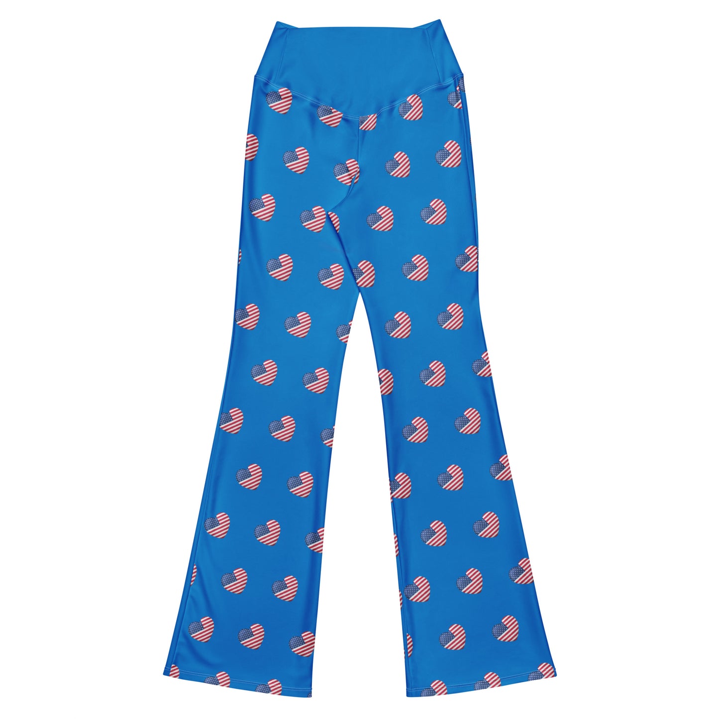 American Love Print Flare leggings- Blue