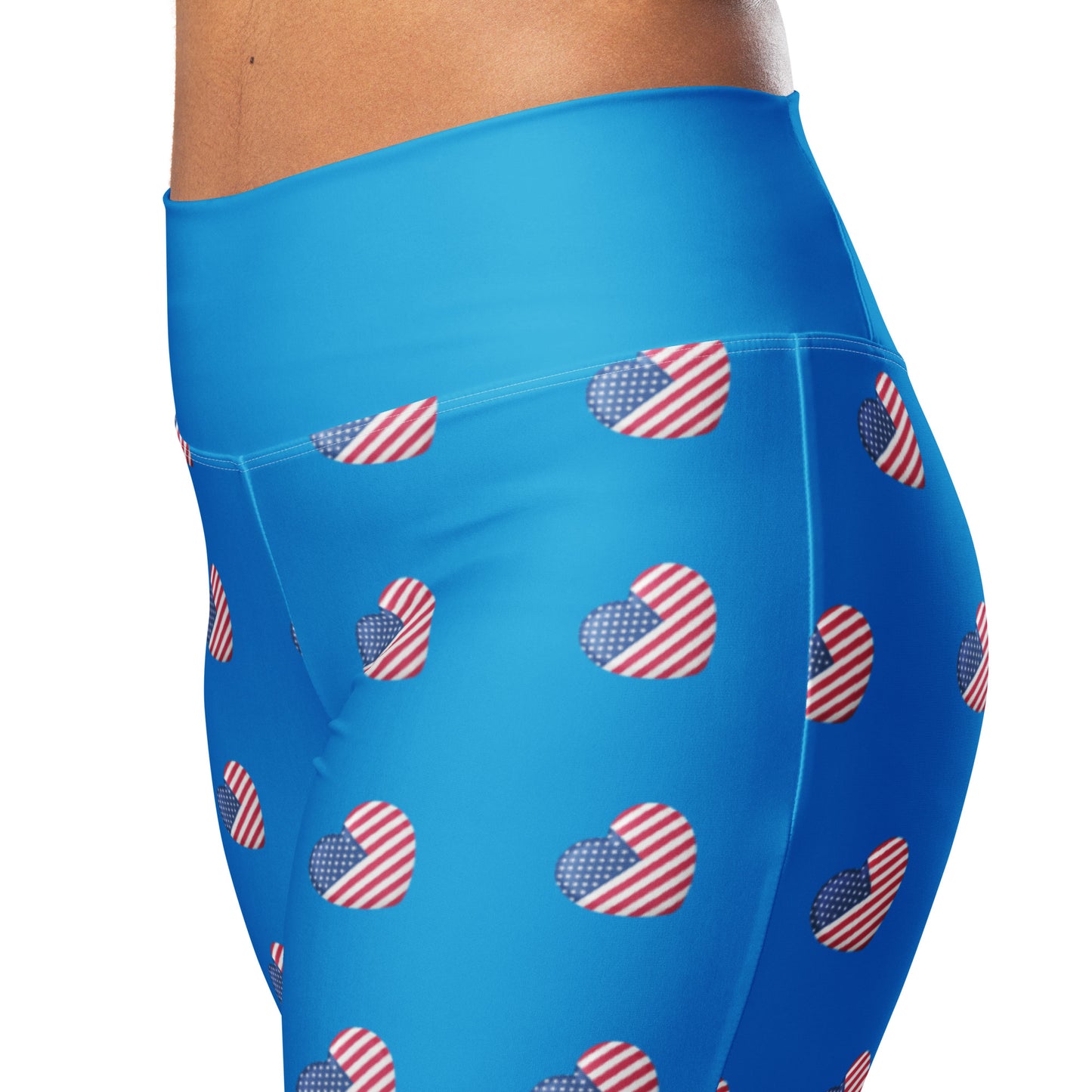 American Love Print Flare leggings- Blue