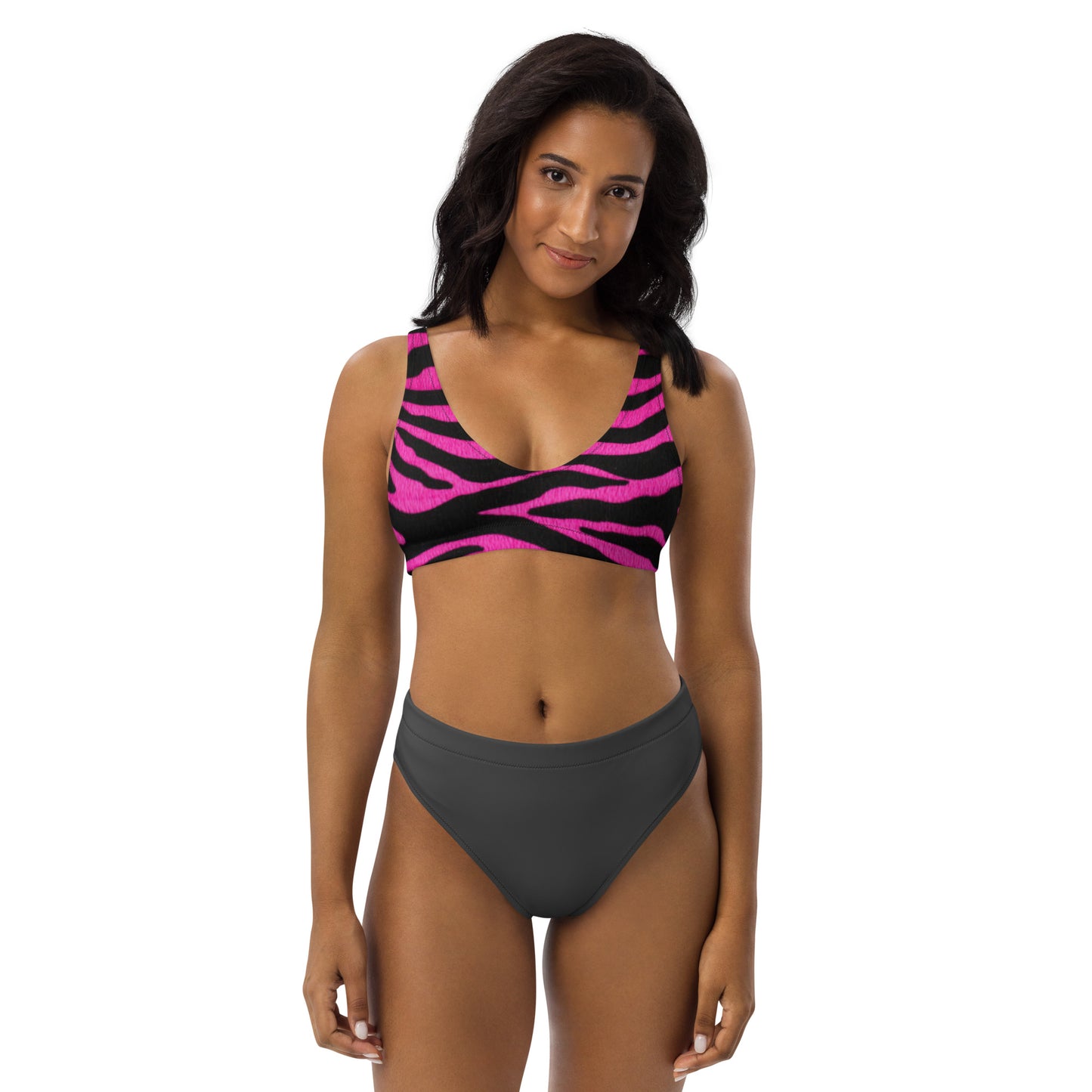 Pink Zebra high-waisted bikini