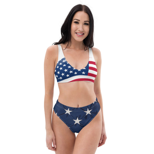 American Flag Women High-Waisted Bikini