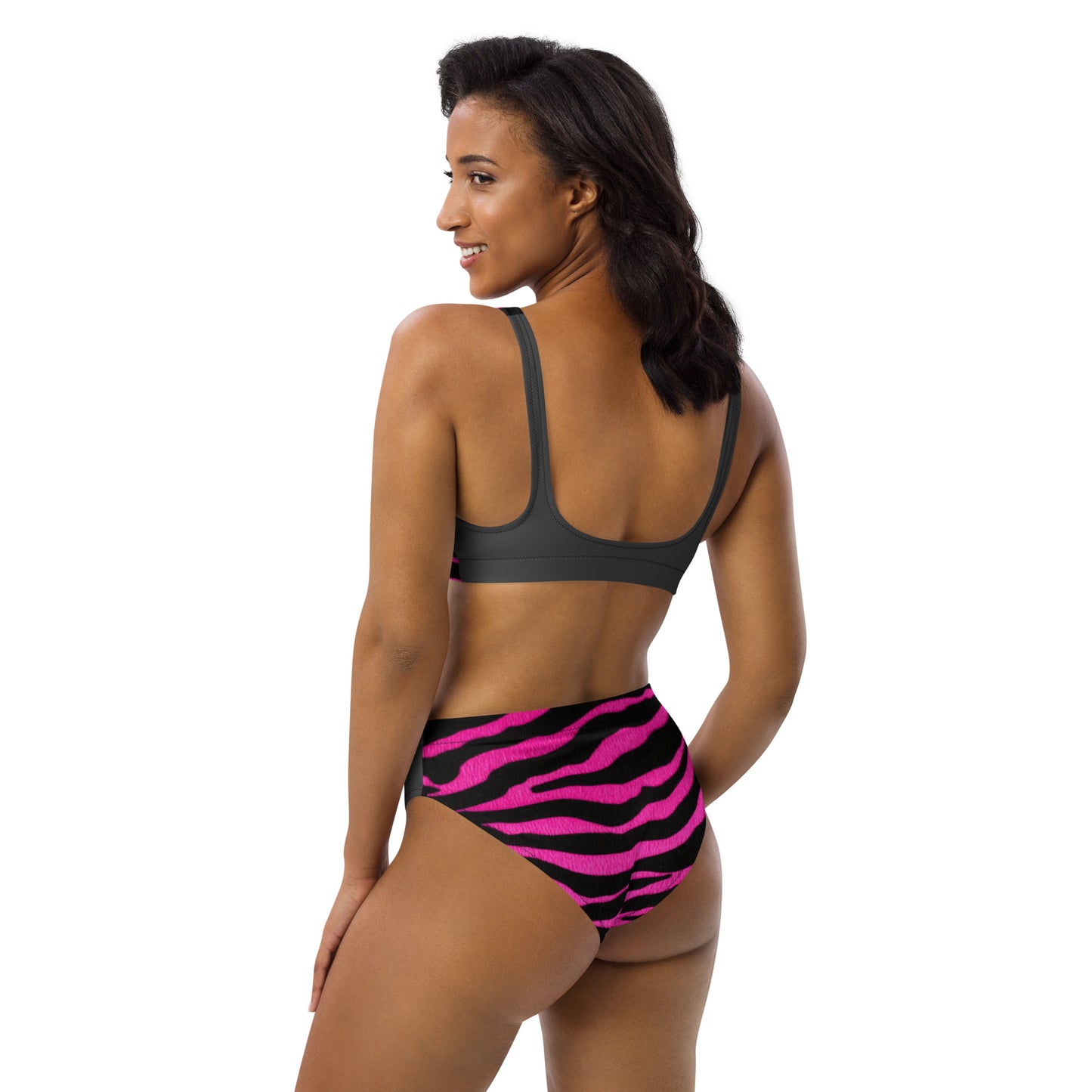 Pink Zebra high-waisted bikini