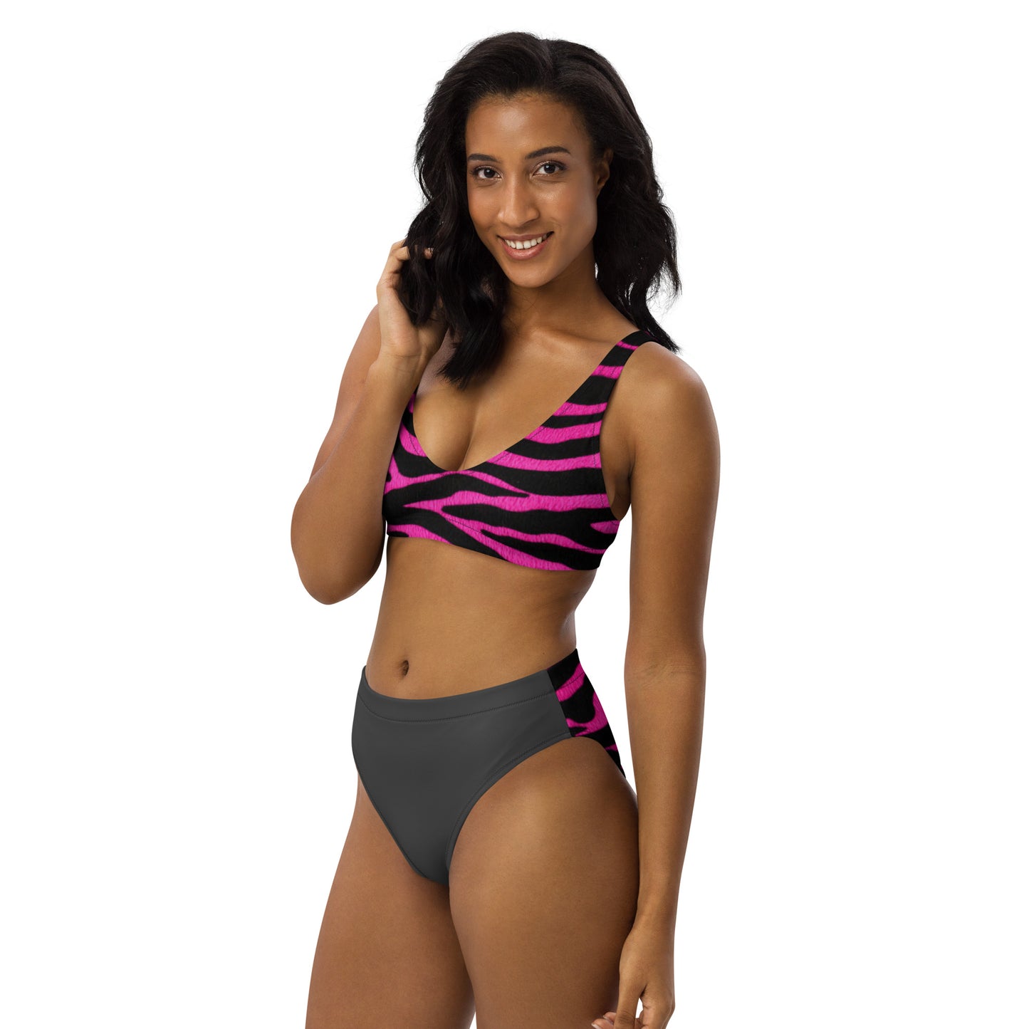 Pink Zebra high-waisted bikini