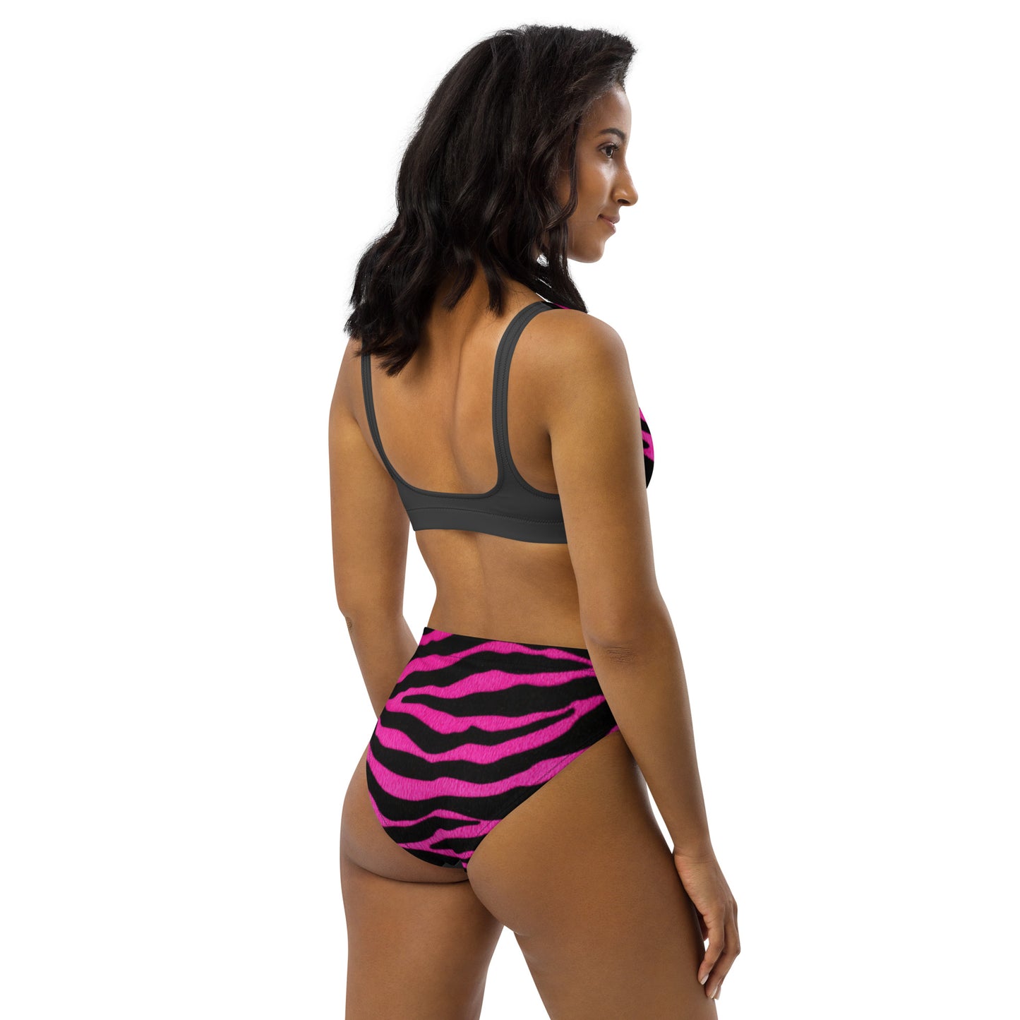 Pink Zebra high-waisted bikini