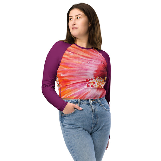 Hibiscus long-sleeve crop top