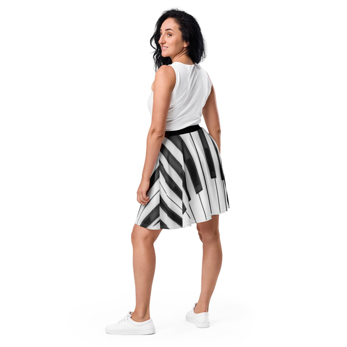 Black and White Piano Keys Skater Skirt