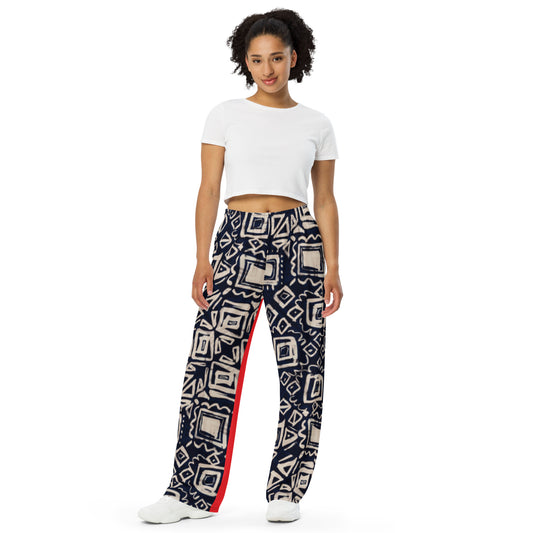 Night print unisex wide-leg pants