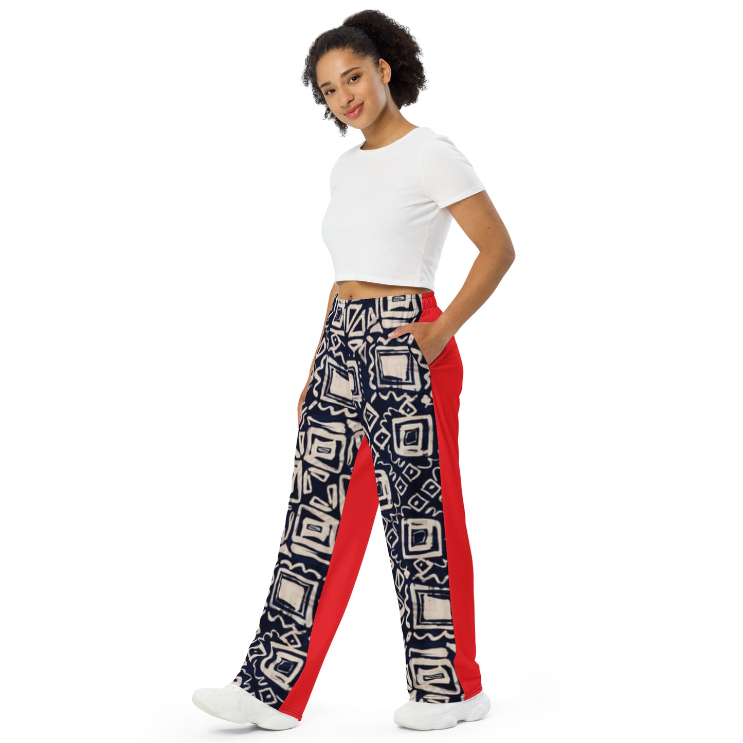 Night print unisex wide-leg pants