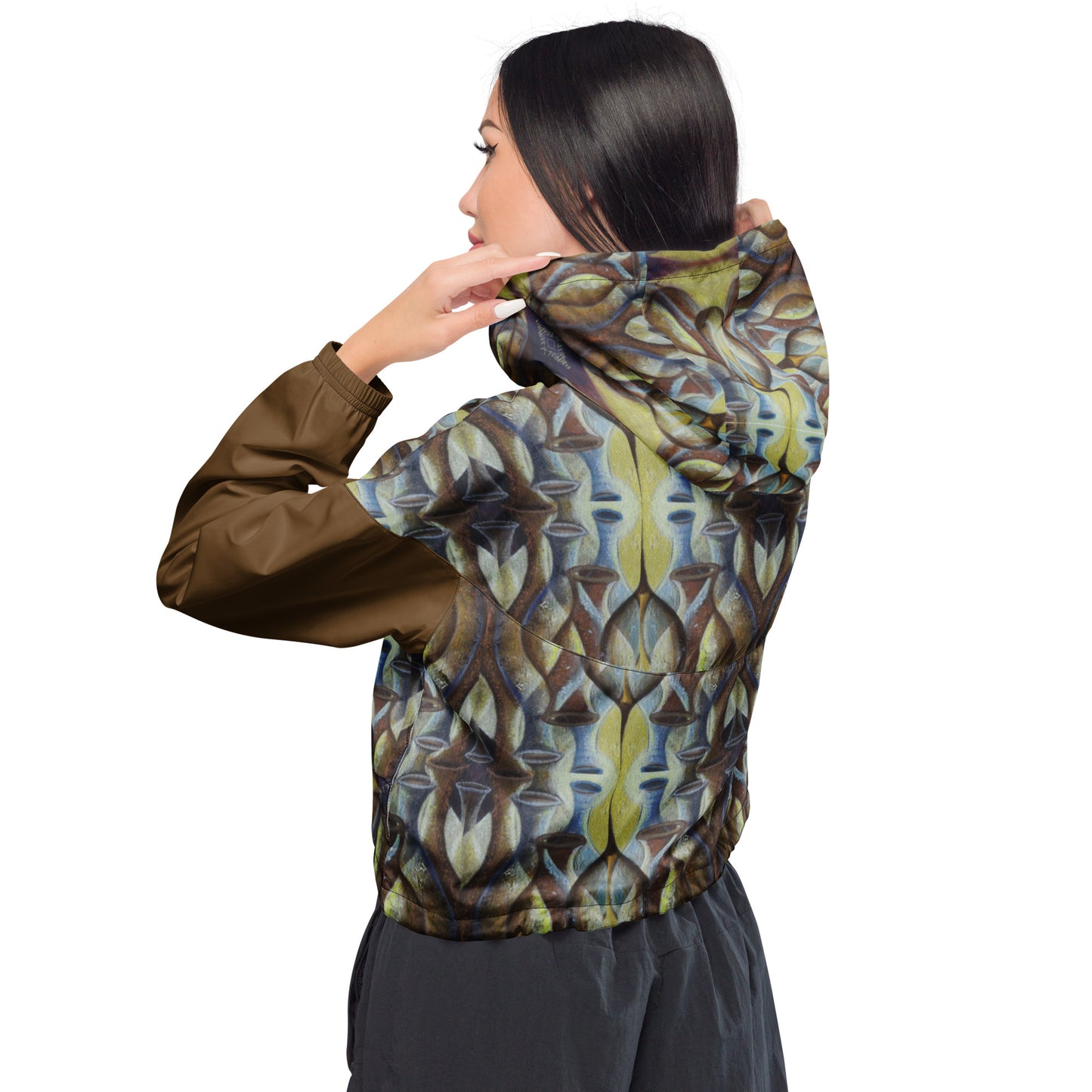 Brown Spanish Jars Women’s Cropped Windbreaker