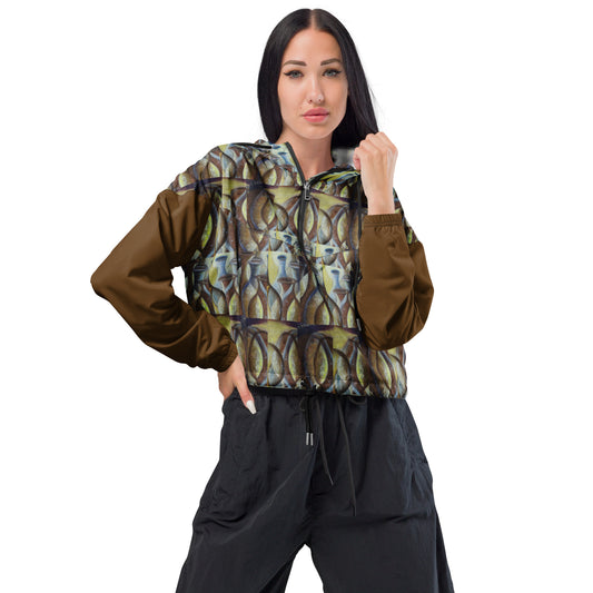 Brown Spanish Jars Women’s Cropped Windbreaker