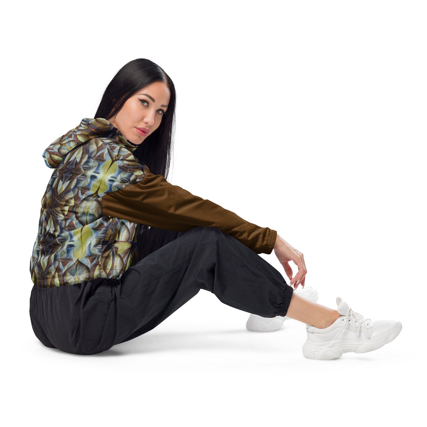 Brown Spanish Jars Women’s Cropped Windbreaker